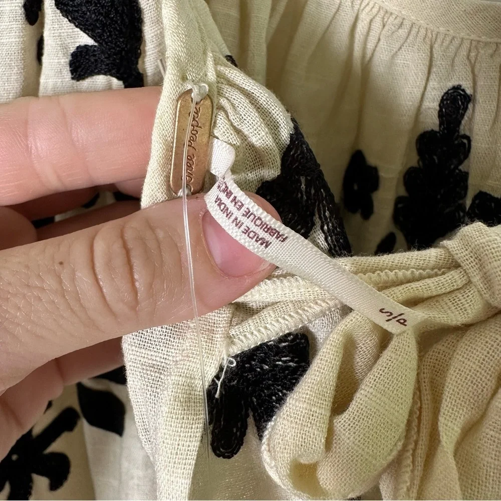 NWT $148 Free People x Revolve Fiona Embroidered Mini Dress Ivory Size Small